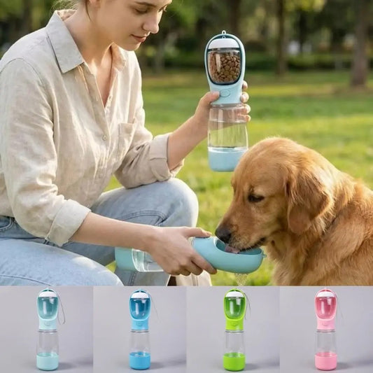 FetchMate 3-in-1 Dog Water Bottle - dog drinking from the flip-out tray